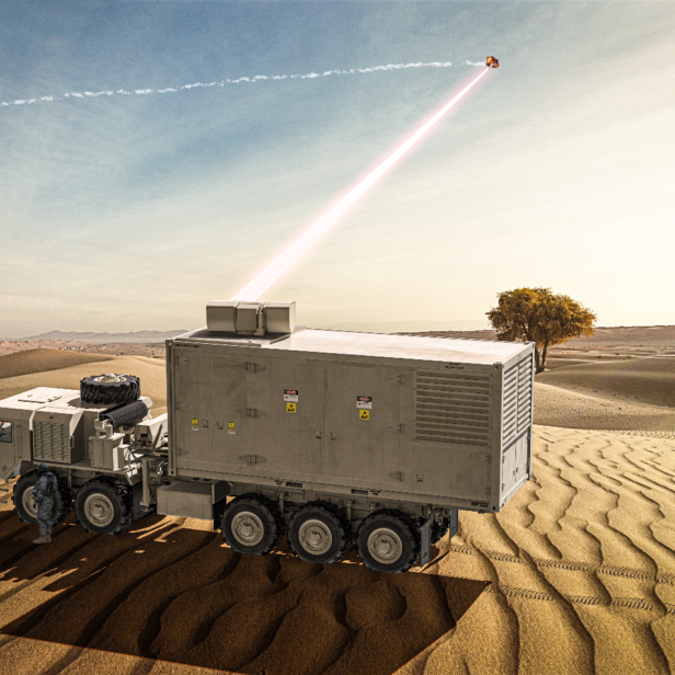 Laserwaffe auf Militärfahrzeug